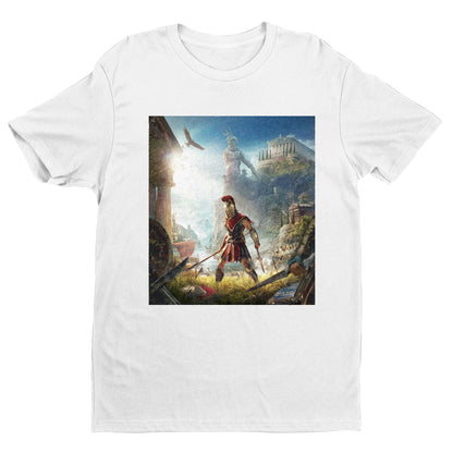 Assassin's Creed Odyssey cover art tee - white unisex t-shirt, front view