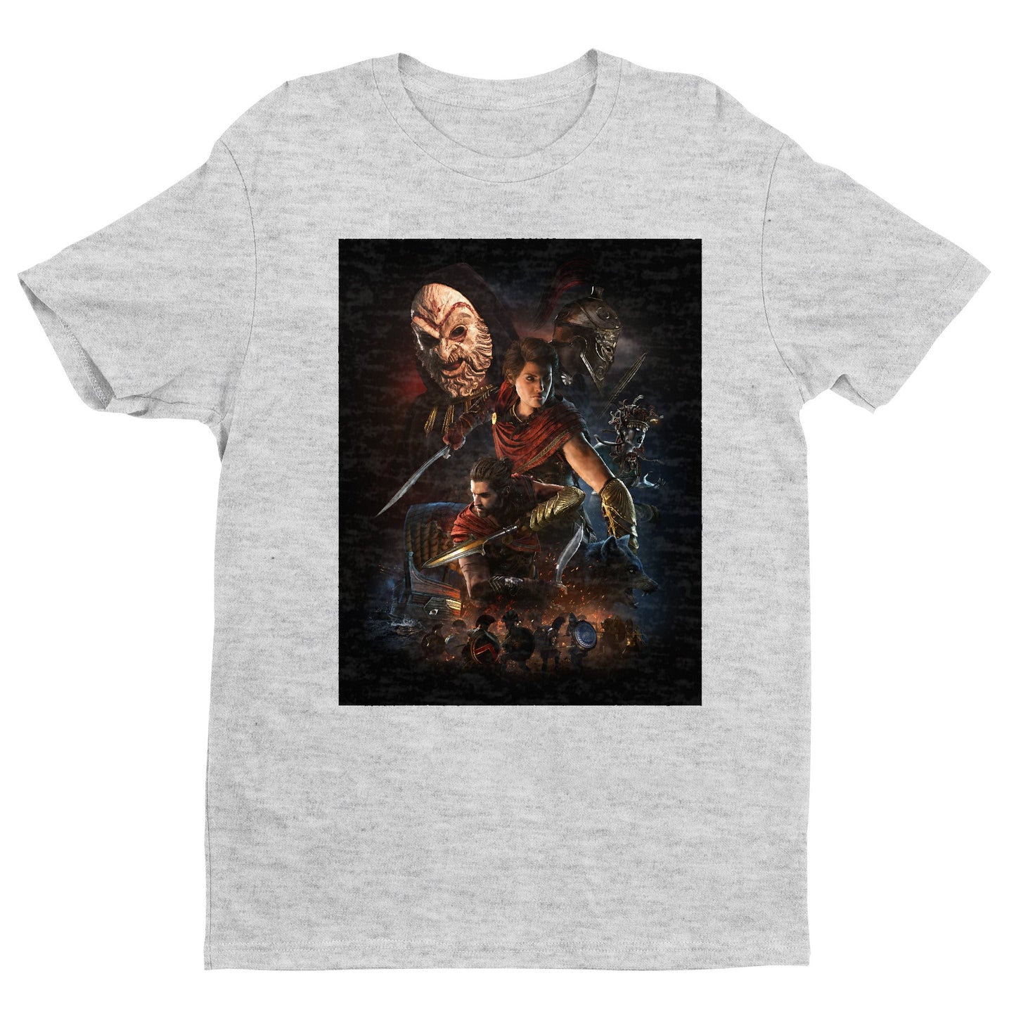 Assassin's Creed Odyssey promo art tee - gray unisex t-shirt, front view