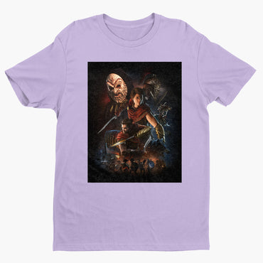 Assassin's Creed Odyssey promo art tee - violet unisex t-shirt, front view
