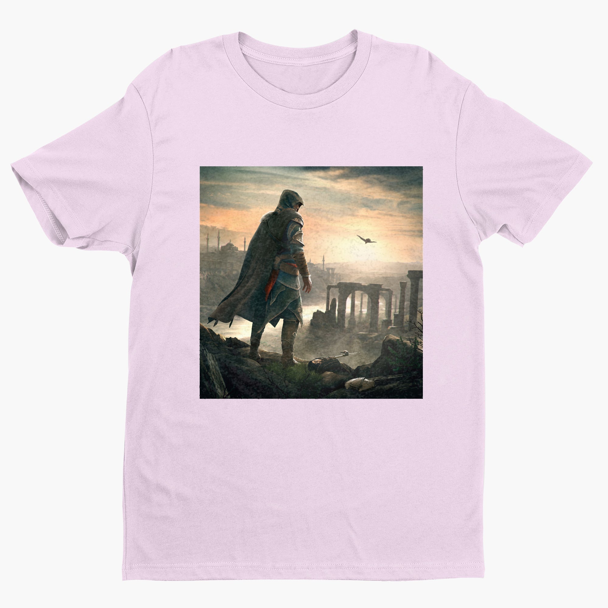 Assassin's Creed Revelations Ezio promo art tee - light pink unisex t-shirt, front view