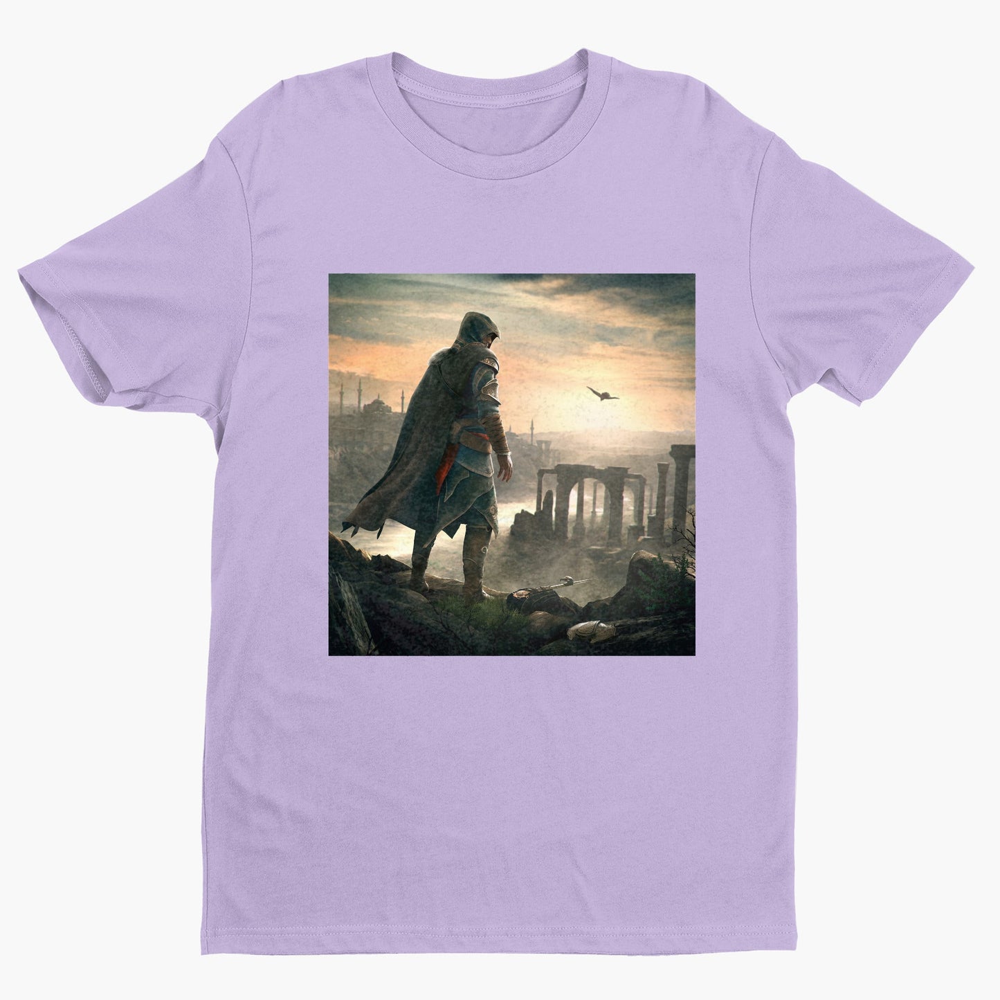 Assassin's Creed Revelations Ezio promo art tee - violet unisex t-shirt, front view