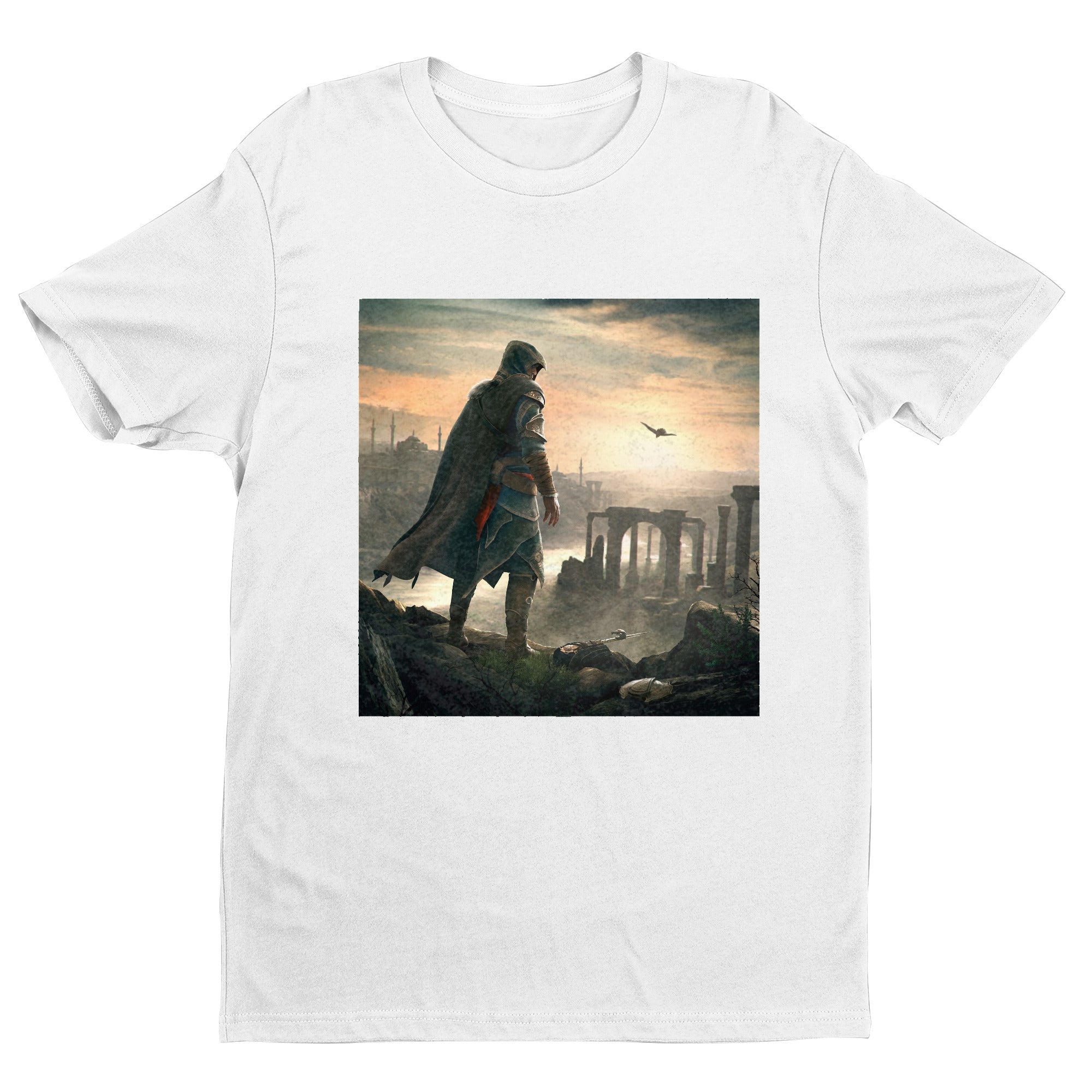 Assassin's Creed Revelations Ezio promo art tee - white unisex t-shirt, front view