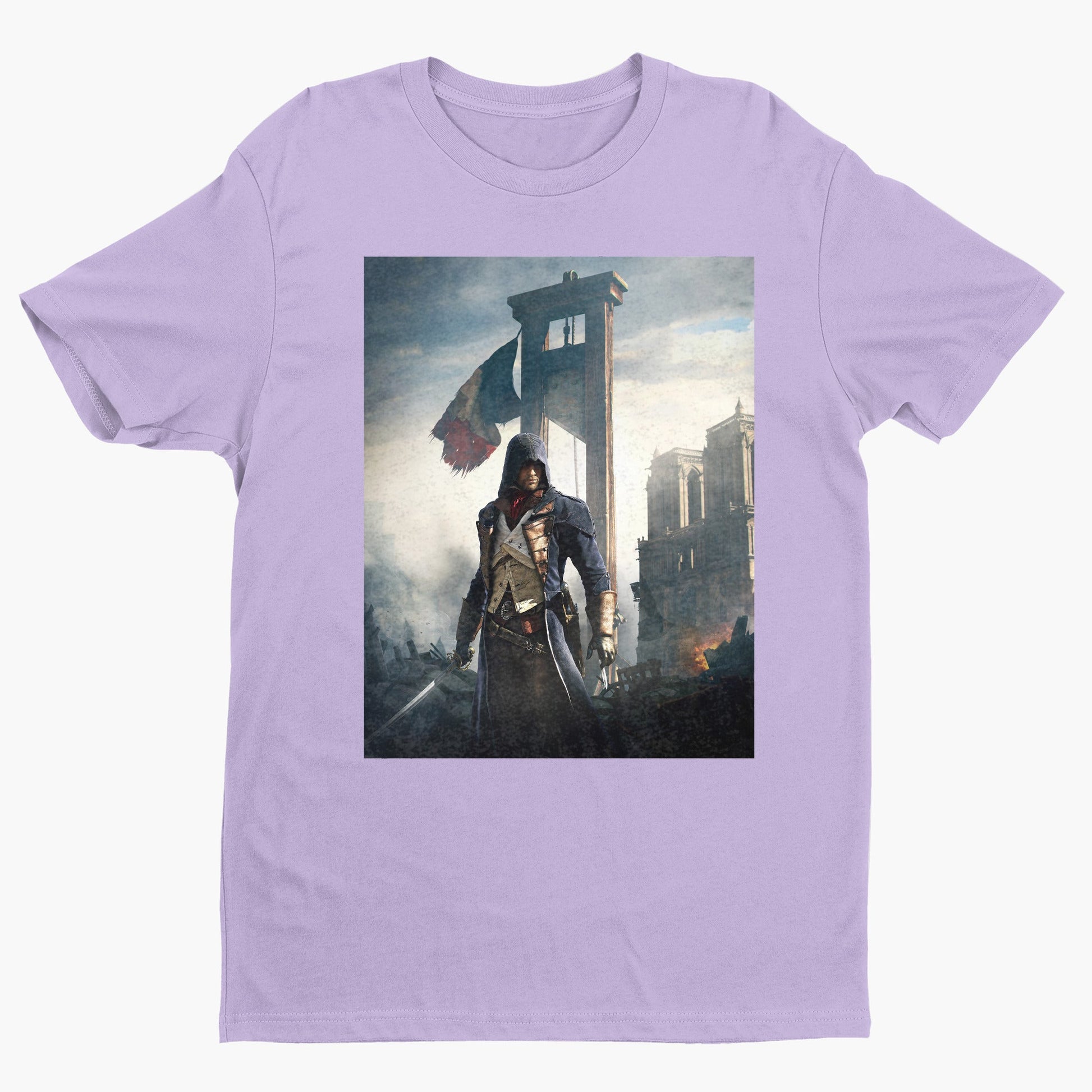 Assassin's Creed Unity alternate key art tee - violet unisex t-shirt, front view