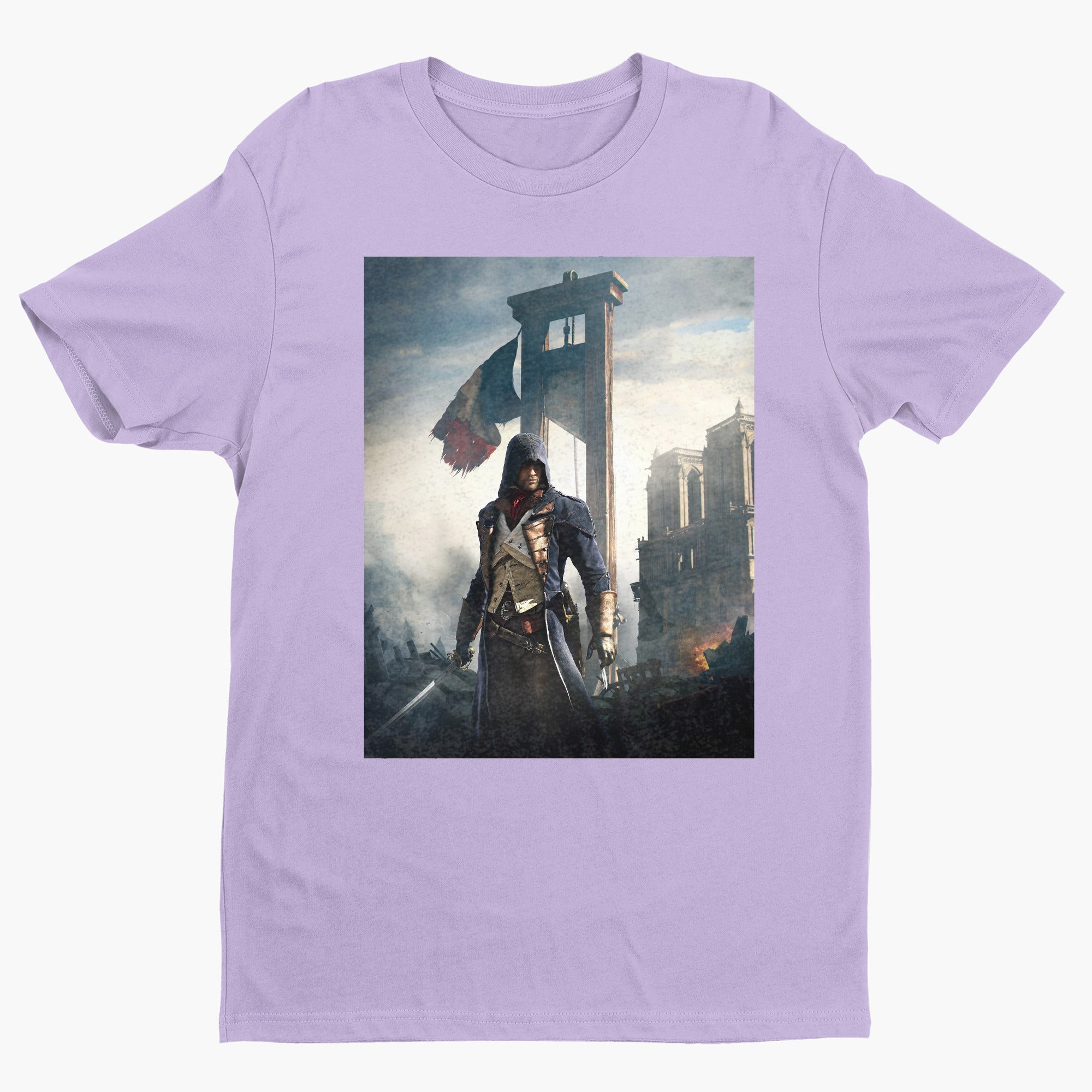 Assassin's Creed Unity alternate key art tee - violet unisex t-shirt, front view
