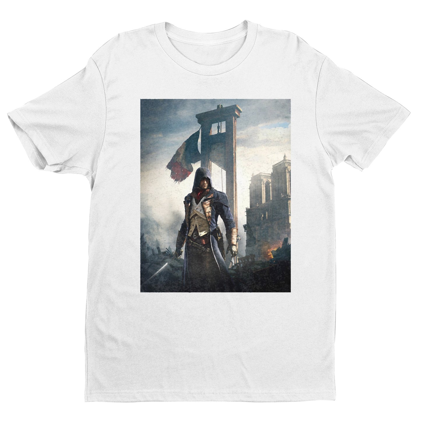 Assassin's Creed Unity alternate key art tee - white unisex t-shirt, front view