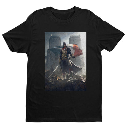 Assassin's Creed Unity key artwork tee - black unisex t-shirt, front view