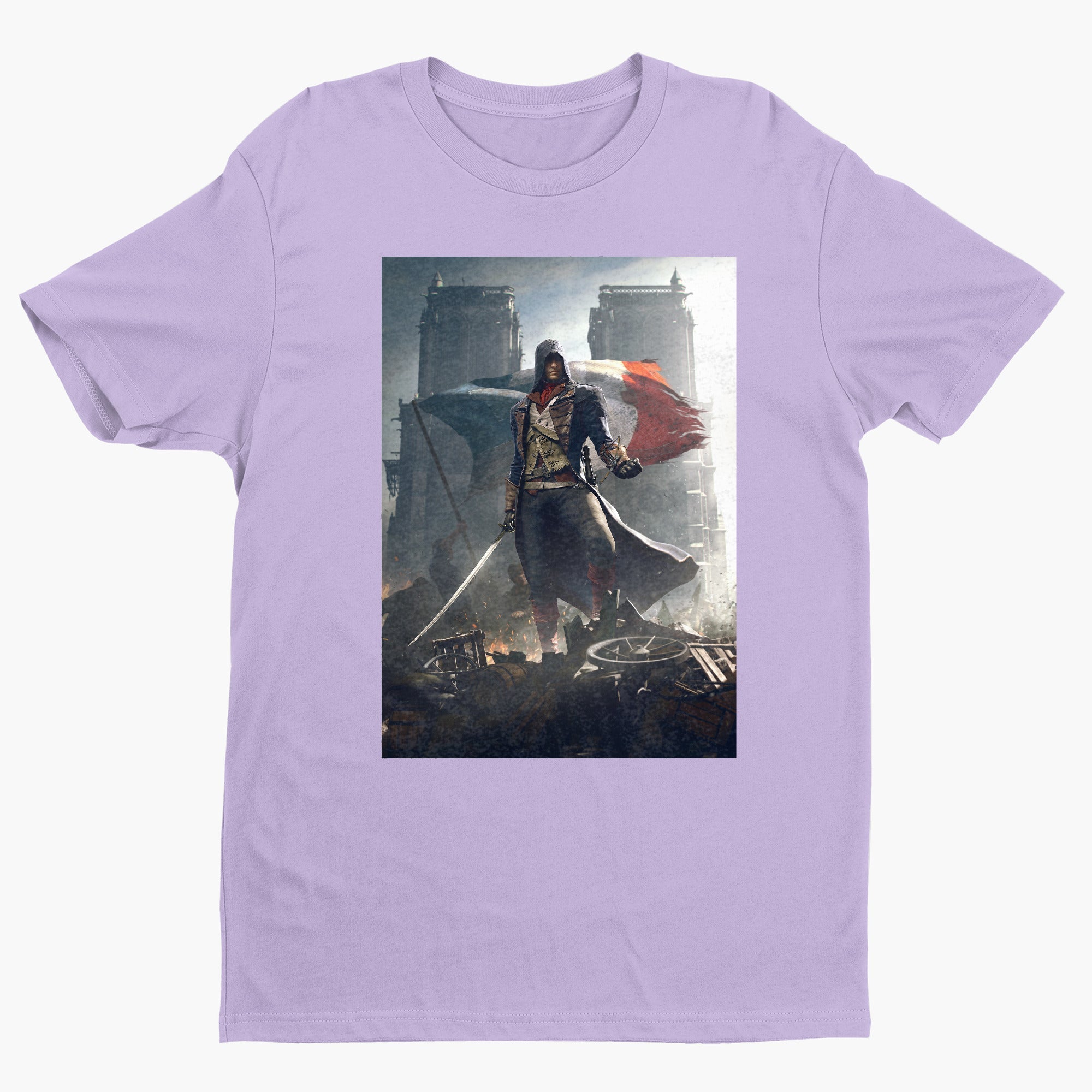 Assassin's Creed Unity key artwork tee - violet unisex t-shirt, front view