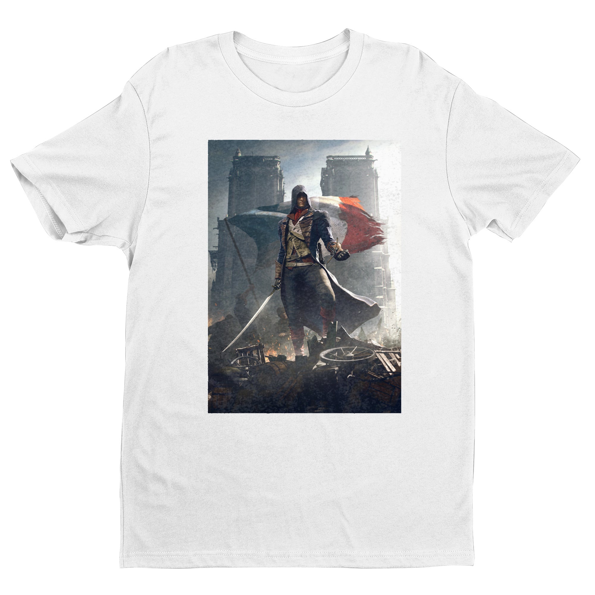 Assassin's Creed Unity key artwork tee - white unisex t-shirt, front view