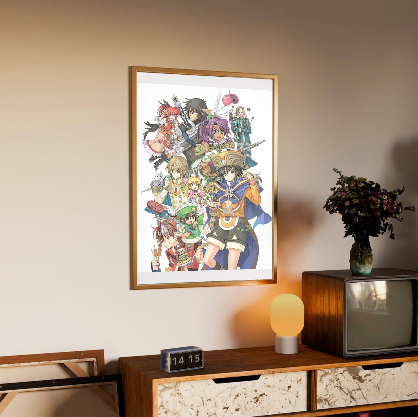 Atelier Annie Alchemists of Sera Island Character Illustration in an oak frame above a sideboard