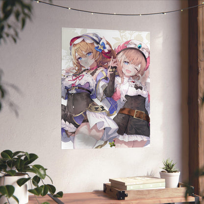 Atelier Resleriana Resna and Rorona by fal_maro unframed on a white wall above a desk