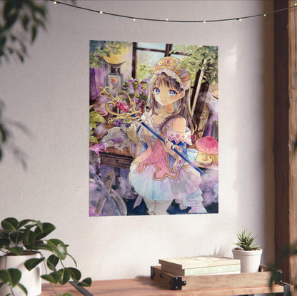 Atelier Resleriana The Red Alchemist and the White Guardian Illustration 10 unframed on a white wall above a desk