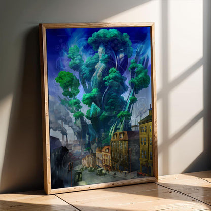 Atelier Rorona Plus The Alchemist of Arland City Visual in an oak frame leaning on a wooden floor