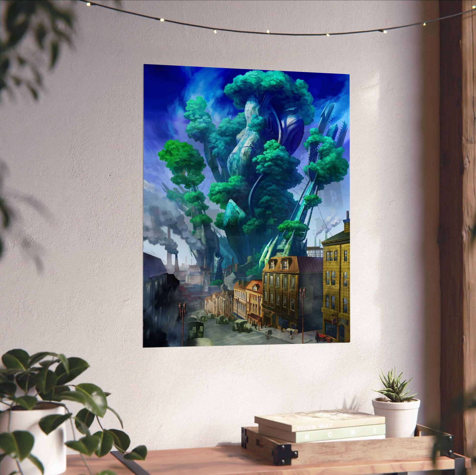 Atelier Rorona Plus The Alchemist of Arland City Visual unframed on a white wall above a desk