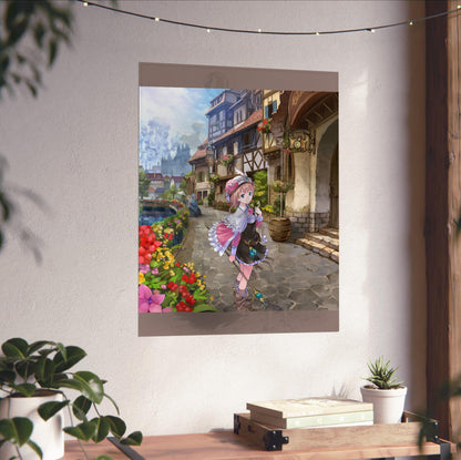 Atelier Rorona The Alchemist of Arland Package Illustration by Mel Kishida unframed on a white wall above a desk