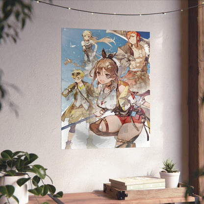 Atelier Ryza 3 Alchemist of the End and the Secret Key Main Visual 2 by Toridamono unframed on a white wall above a desk