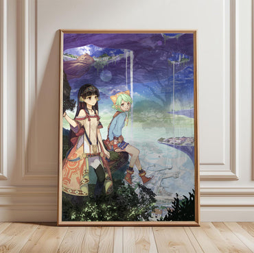 Atelier Shallie Alchemists of the Dusk Sea Main Visual by Hidari in a light oak frame leaning against a white wall