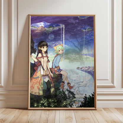 Atelier Shallie Alchemists of the Dusk Sea Main Visual by Hidari in a light oak frame leaning against a white wall