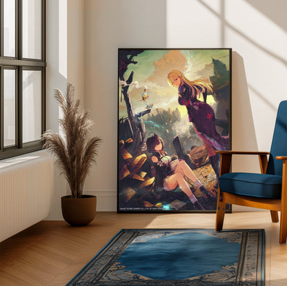 Atelier Yumia The Alchemist of Memories and the Envisioned Land Auruma Region Ruins framed beside a blue armchair in a sunlit room