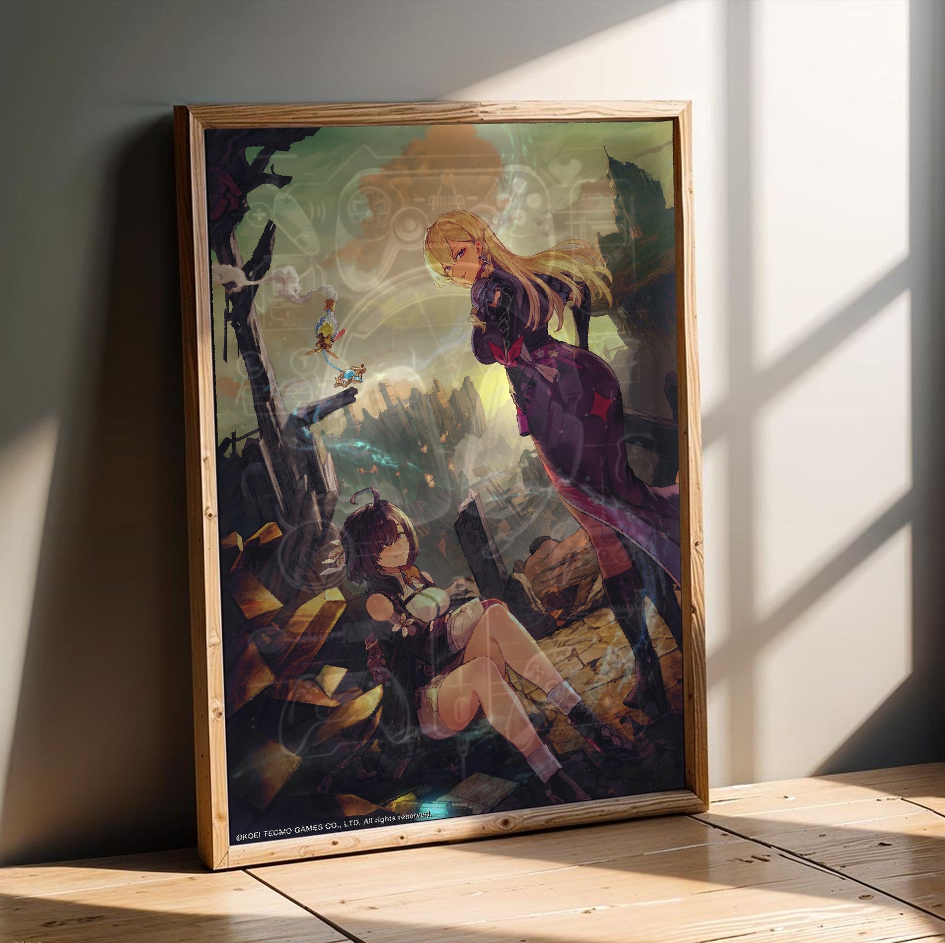 Atelier Yumia The Alchemist of Memories and the Envisioned Land Auruma Region Ruins in an oak frame leaning on a wooden floor