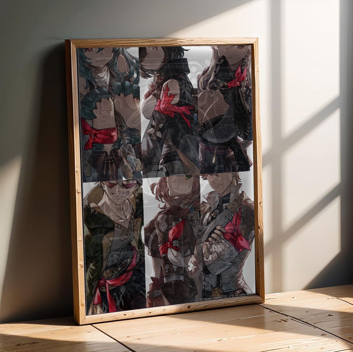 Atelier Yumia The Alchemist of Memories and the Envisioned Land Key Art 04 in an oak frame leaning on a wooden floor