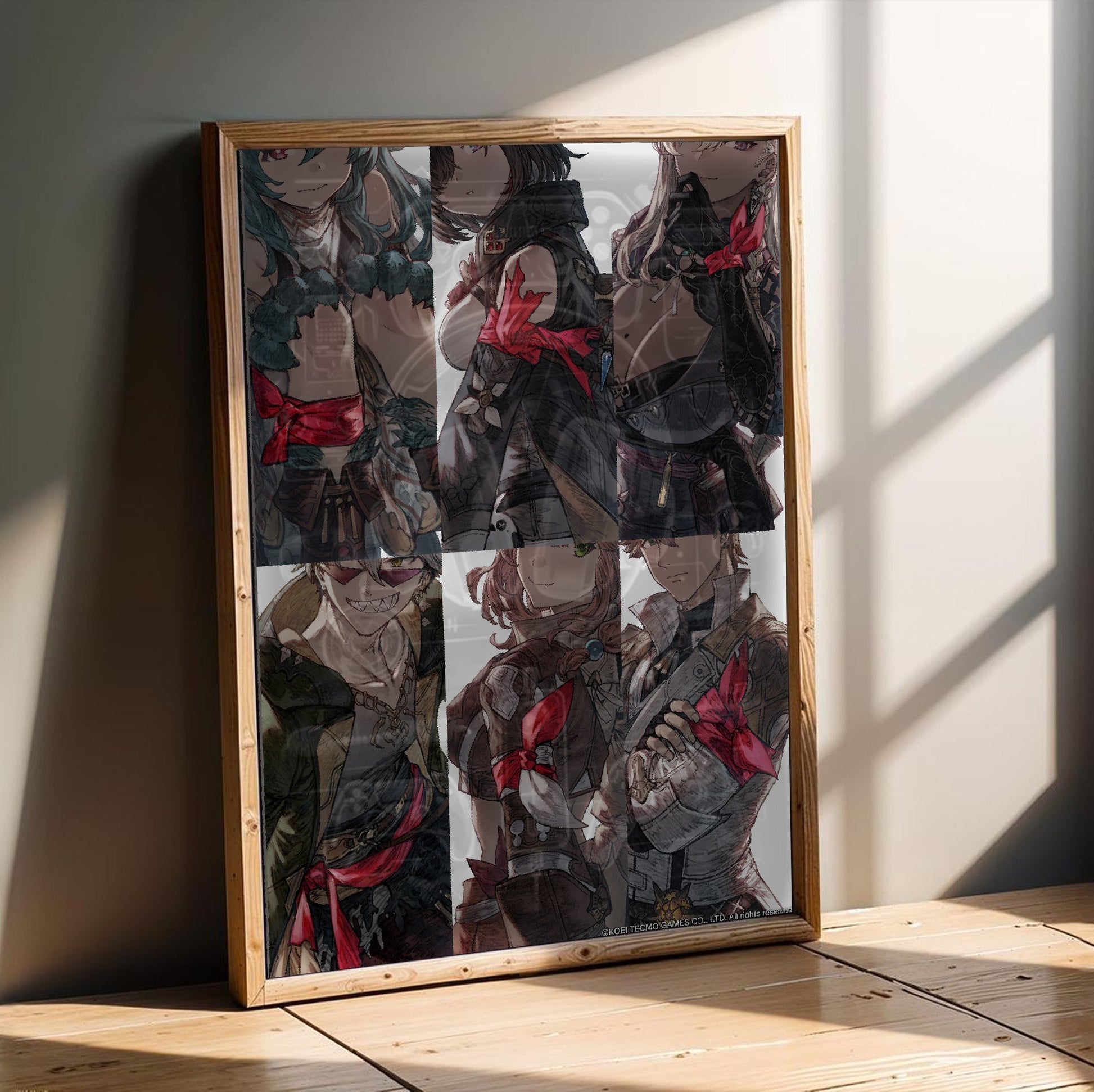 Atelier Yumia The Alchemist of Memories and the Envisioned Land Key Art 04 in an oak frame leaning on a wooden floor