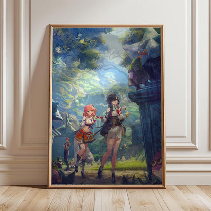 Atelier Yumia The Alchemist of Memories and the Envisioned Land Visiting the Alber in a light oak frame leaning against a white wall