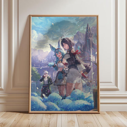 Atelier Yumia The Alchemist of Memories and the Envisioned Land Welleks Settlement in a light oak frame leaning against a white wall