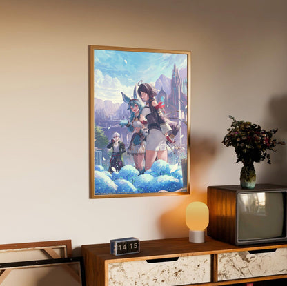 Atelier Yumia The Alchemist of Memories and the Envisioned Land Welleks Settlement in an oak frame above a sideboard