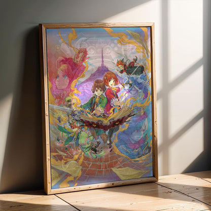 Avalon Code Main Illustration by Haccan in an oak frame leaning on a wooden floor