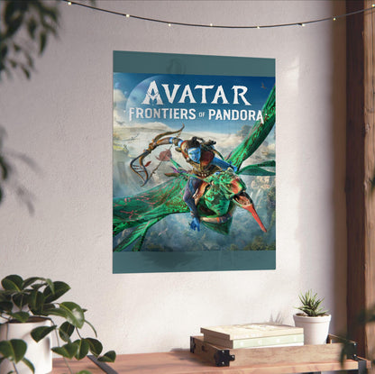 Avatar Frontiers of Pandora Official Cover Art unframed on a white wall above a desk