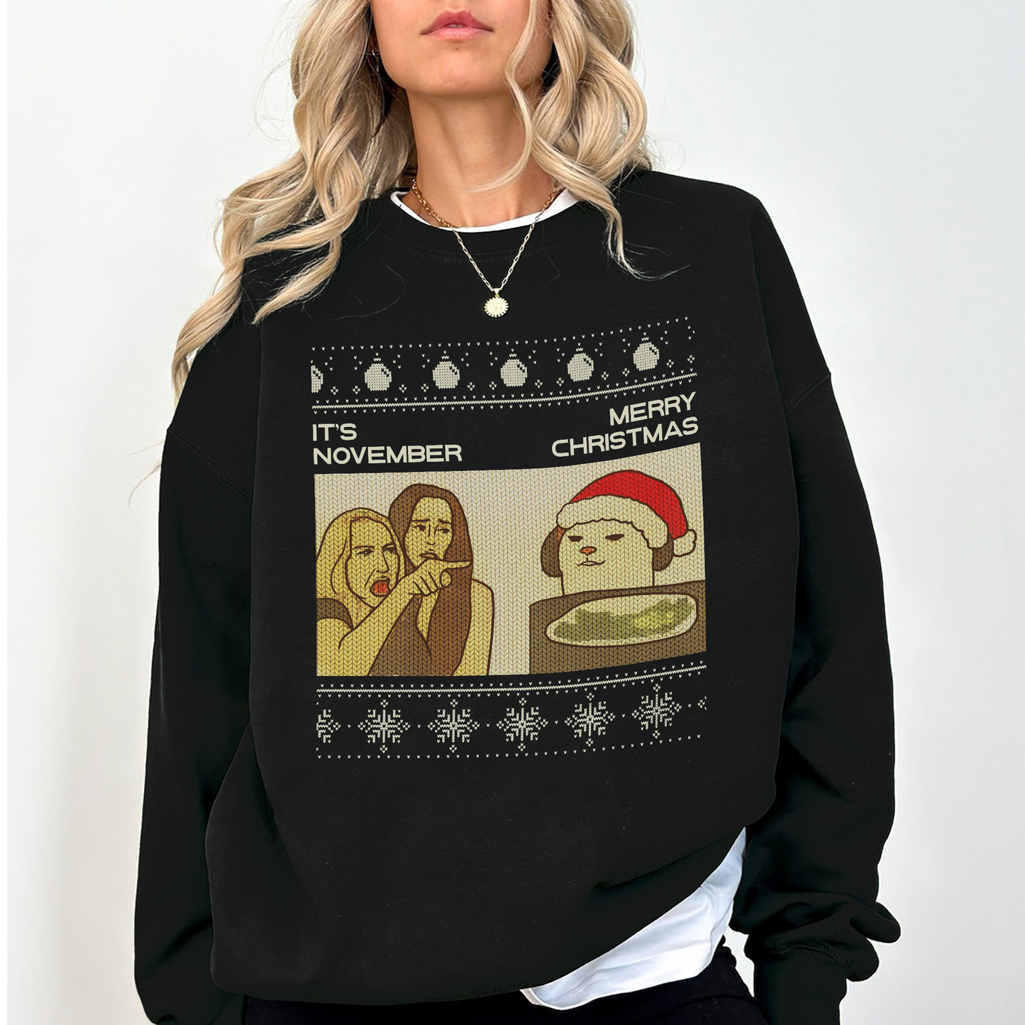 Funny Christmas Meme Sweatshirt – “It’s November Merry Christmas” Holiday Pullover | Unisex Ugly Christmas Sweater | Cozy Winter Gift