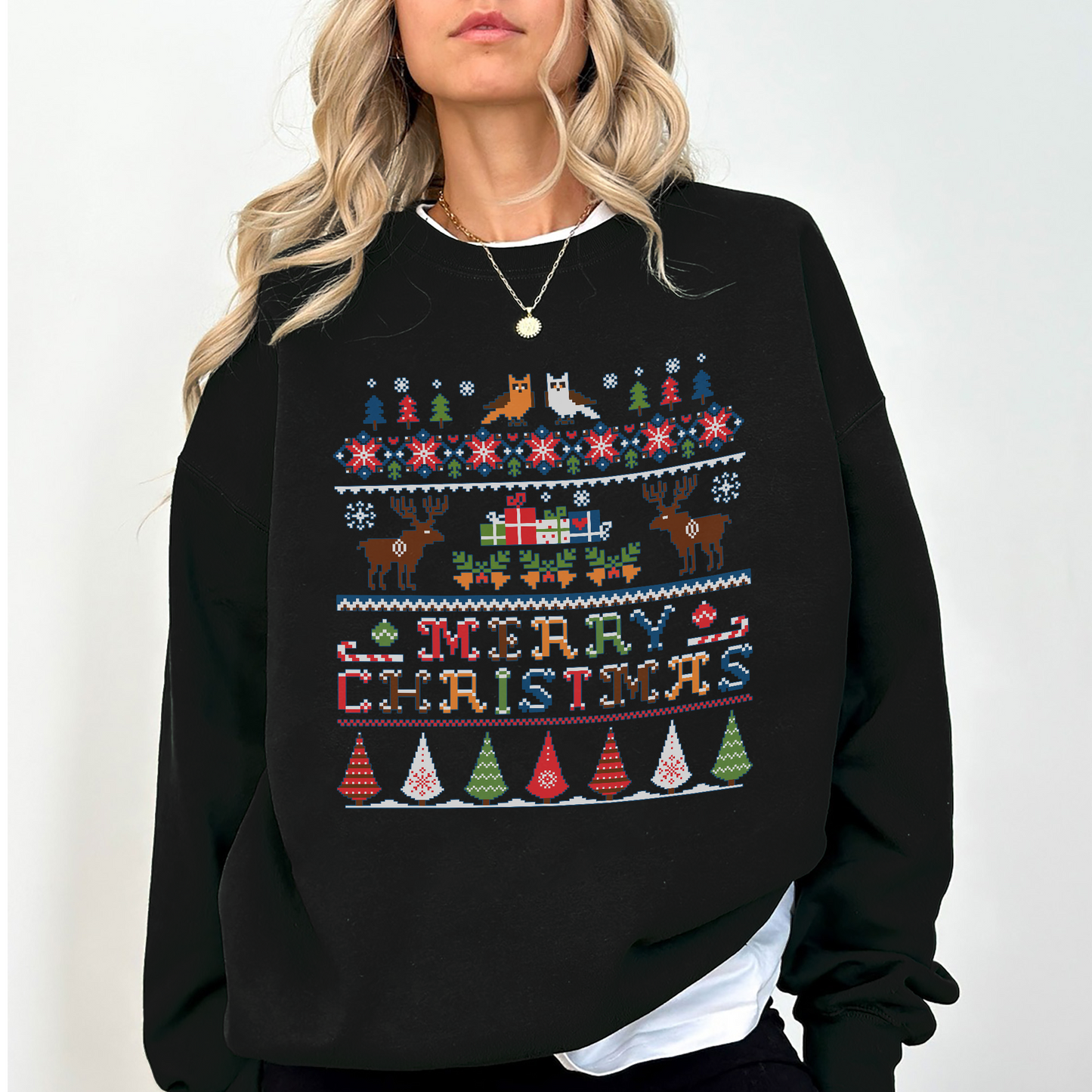 Merry Christmas Reindeer Sweatshirt – Cozy Festive Holiday Sweater for Winter