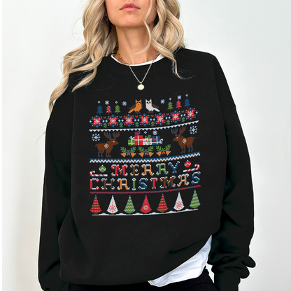 Merry Christmas Reindeer Sweatshirt – Cozy Festive Holiday Sweater for Winter