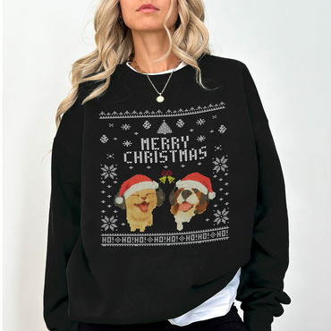 Merry Christmas Dog Sweatshirt – Funny Holiday Pullover with Santa Dogs | Cozy Christmas Gift for Dog Lovers