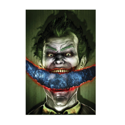 Batman Arkham Asylum Joker stitched smile art poster print