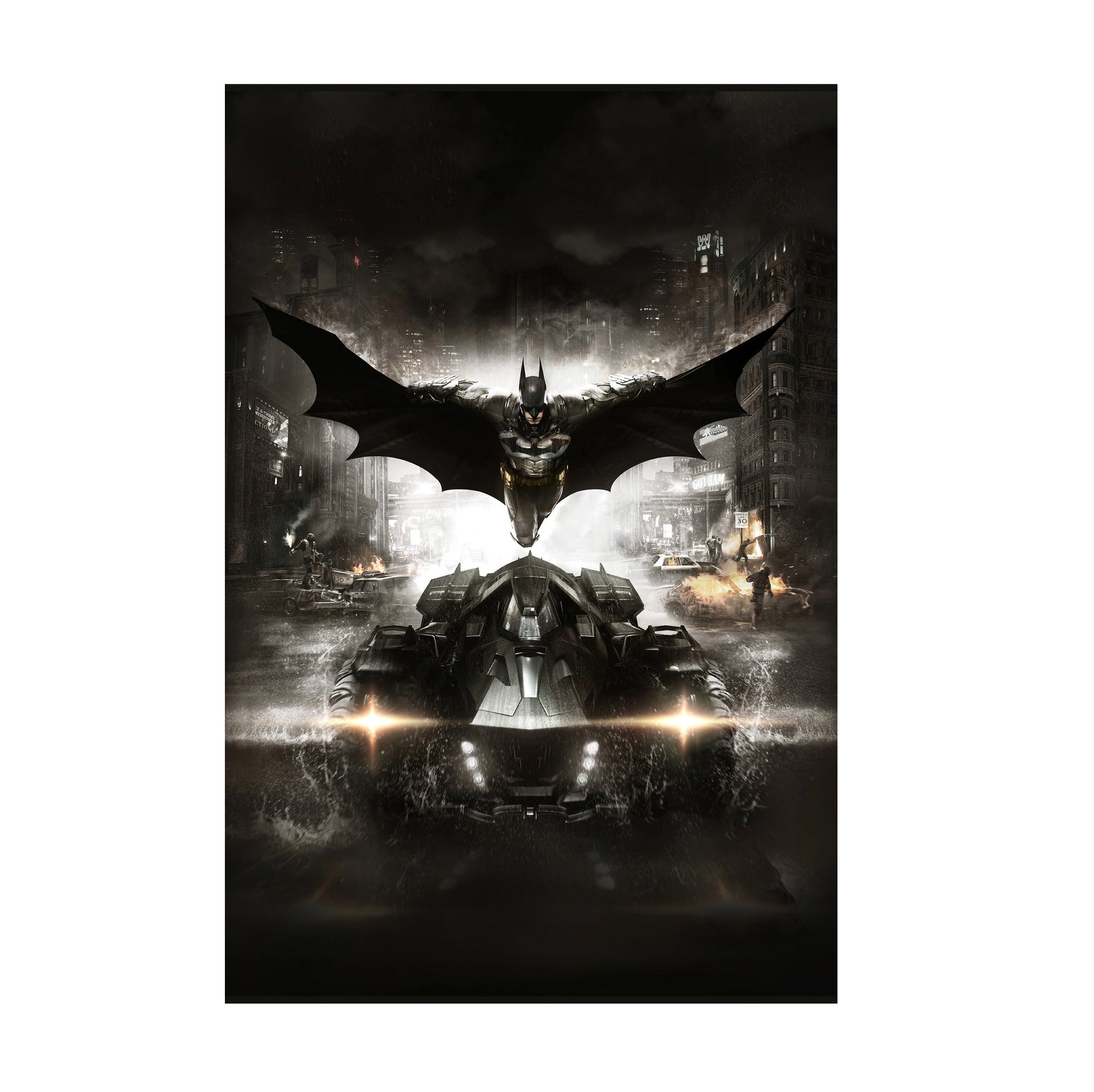 Batman Arkham Knight Batman and Batmobile key art poster print