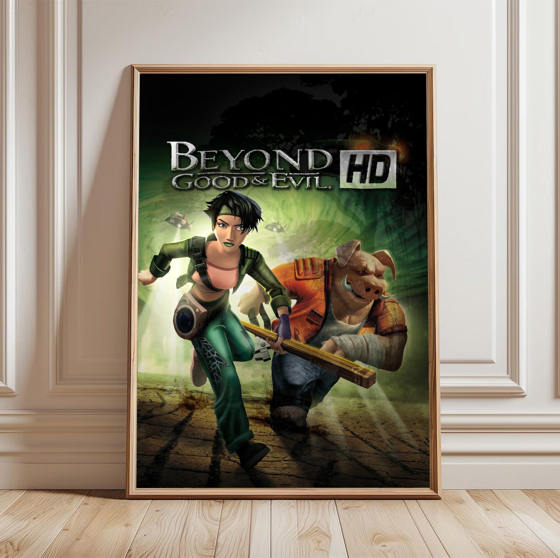 Beyond Good & Evil HD poster in a framed room setting
