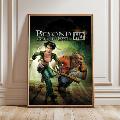 Beyond Good & Evil HD poster in a framed room setting