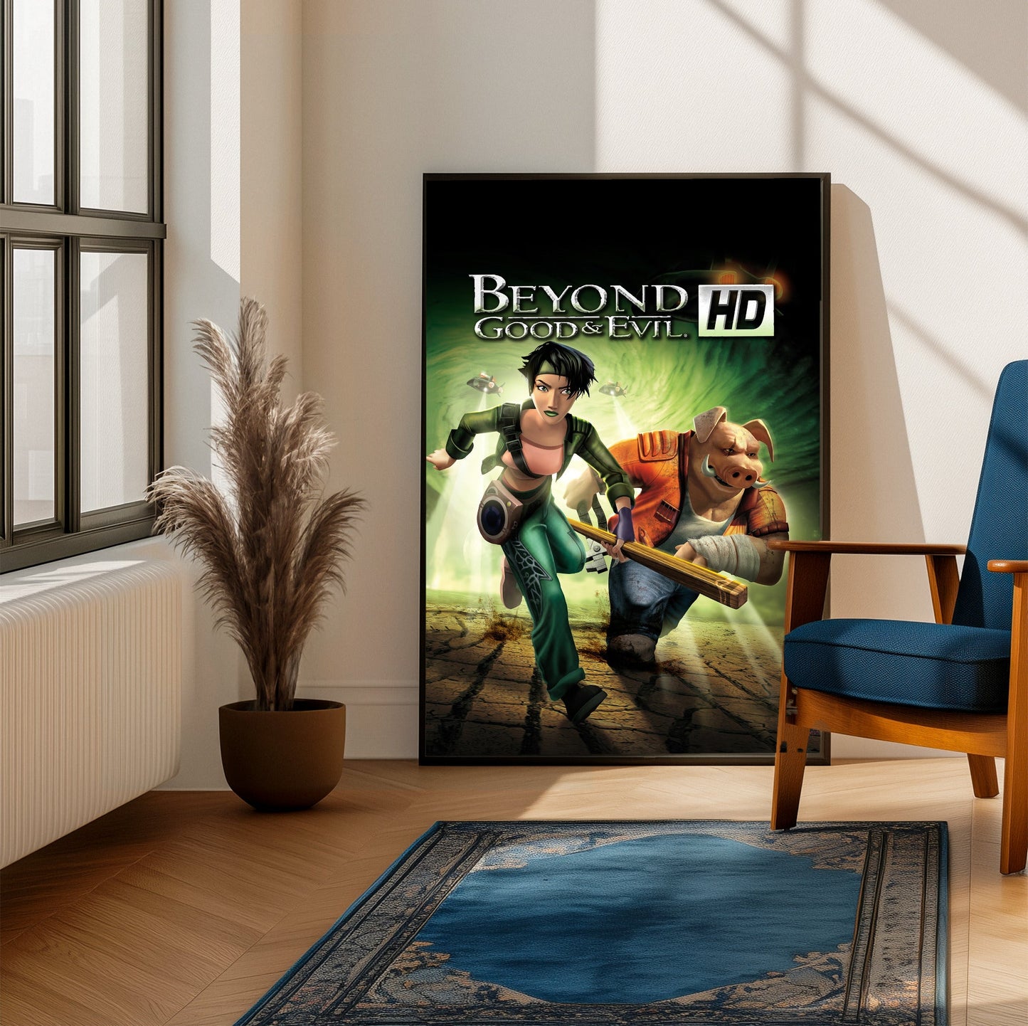 Beyond Good & Evil HD poster on a living room wall