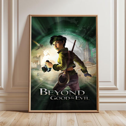 Beyond Good & Evil Jade poster in a framed room setting