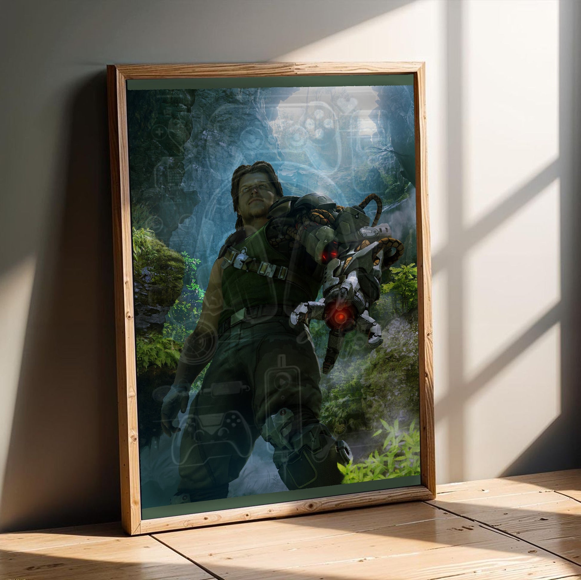 Bionic Commando cave artwork poster in a modern interior
