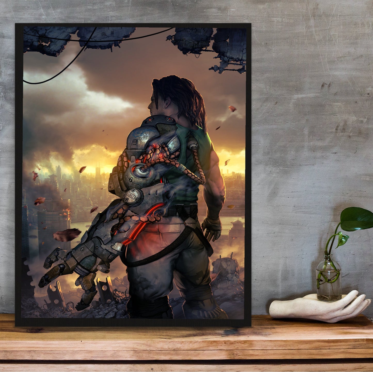 Bionic Commando Nathan Spencer poster hung above a desk