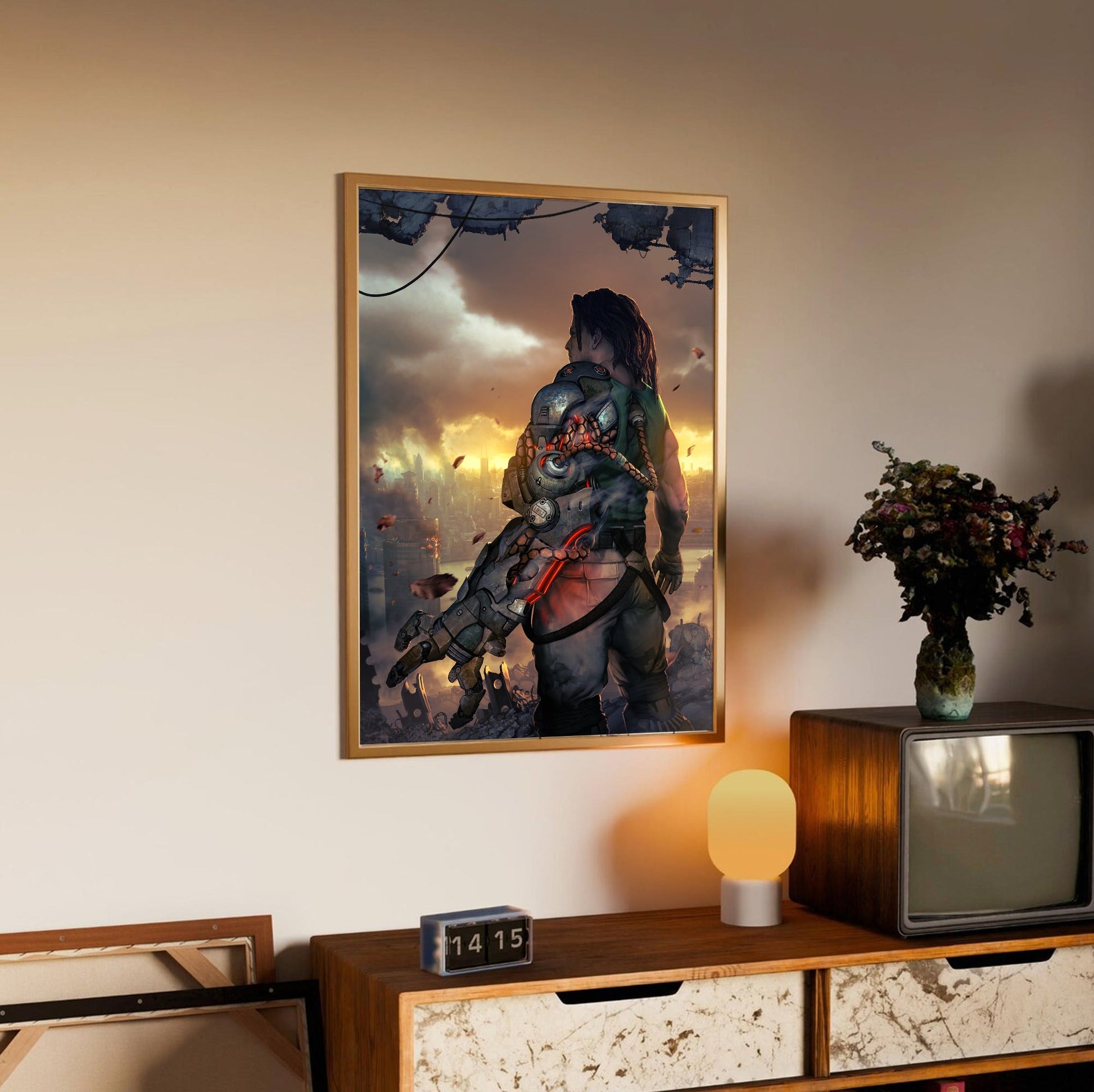 Bionic Commando Nathan Spencer poster styled on a gallery wall