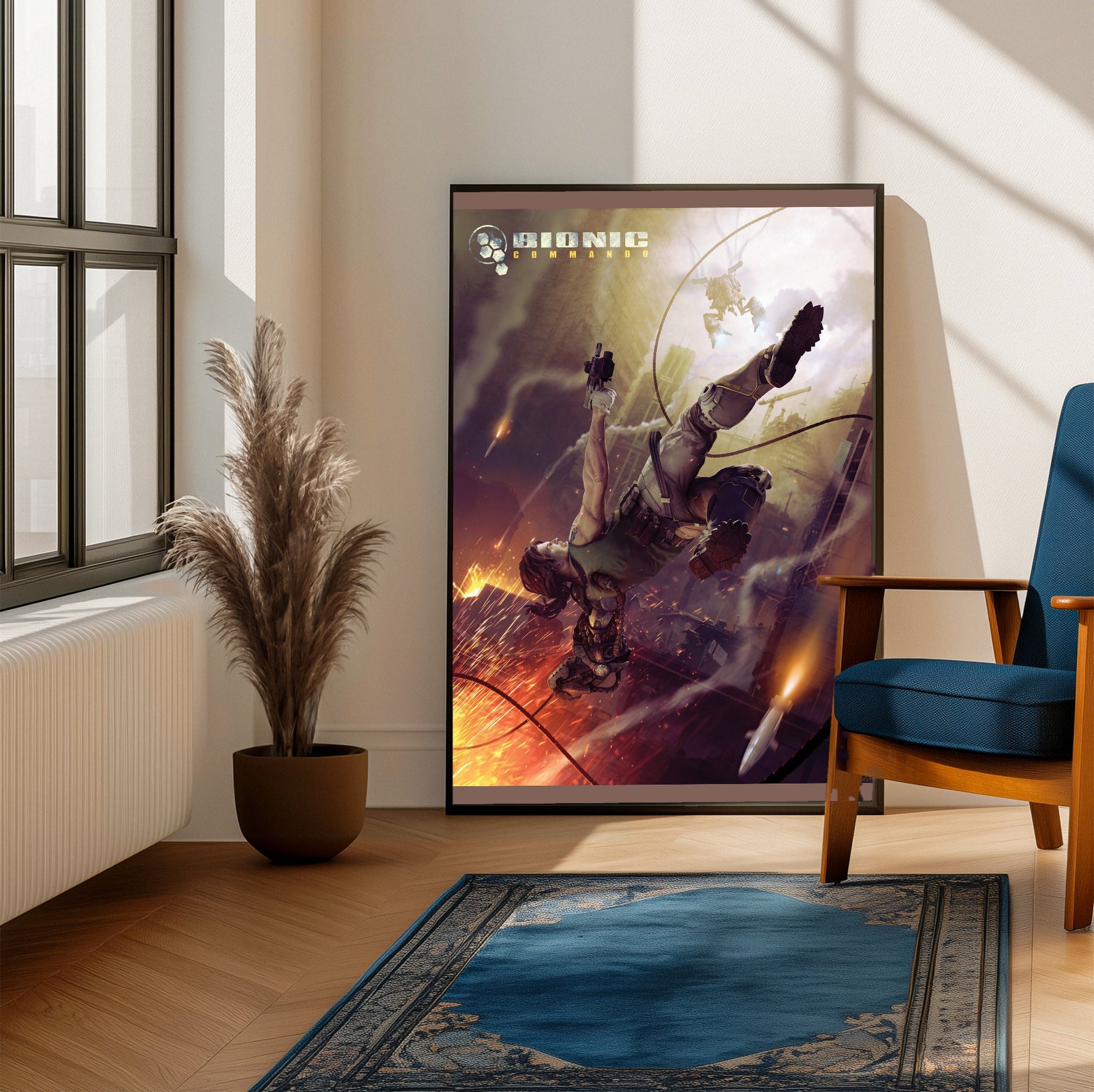 Bionic Commando Leipzig poster on a living room wall