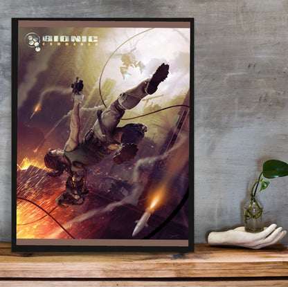 Bionic Commando Leipzig poster hung above a desk