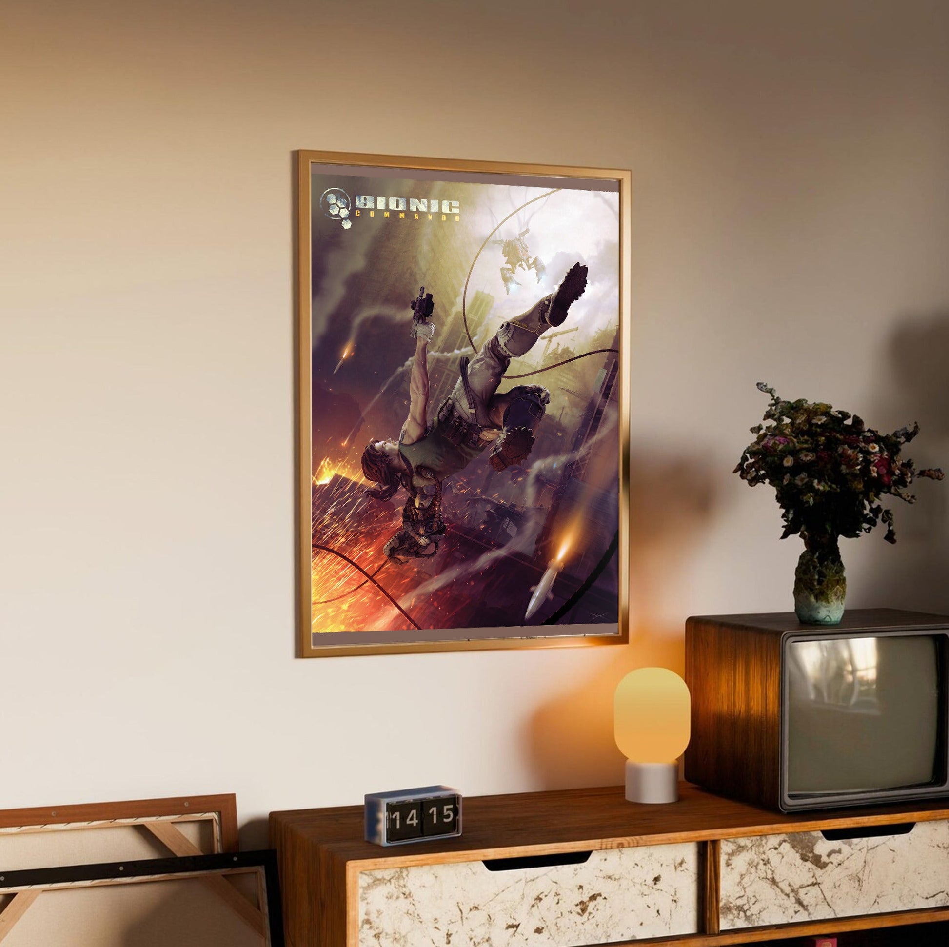 Bionic Commando Leipzig poster styled on a gallery wall
