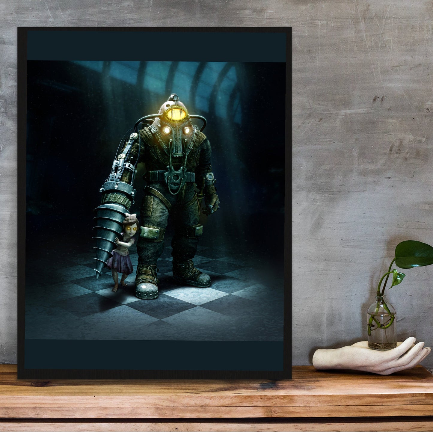 BioShock 2 poster hung above a desk