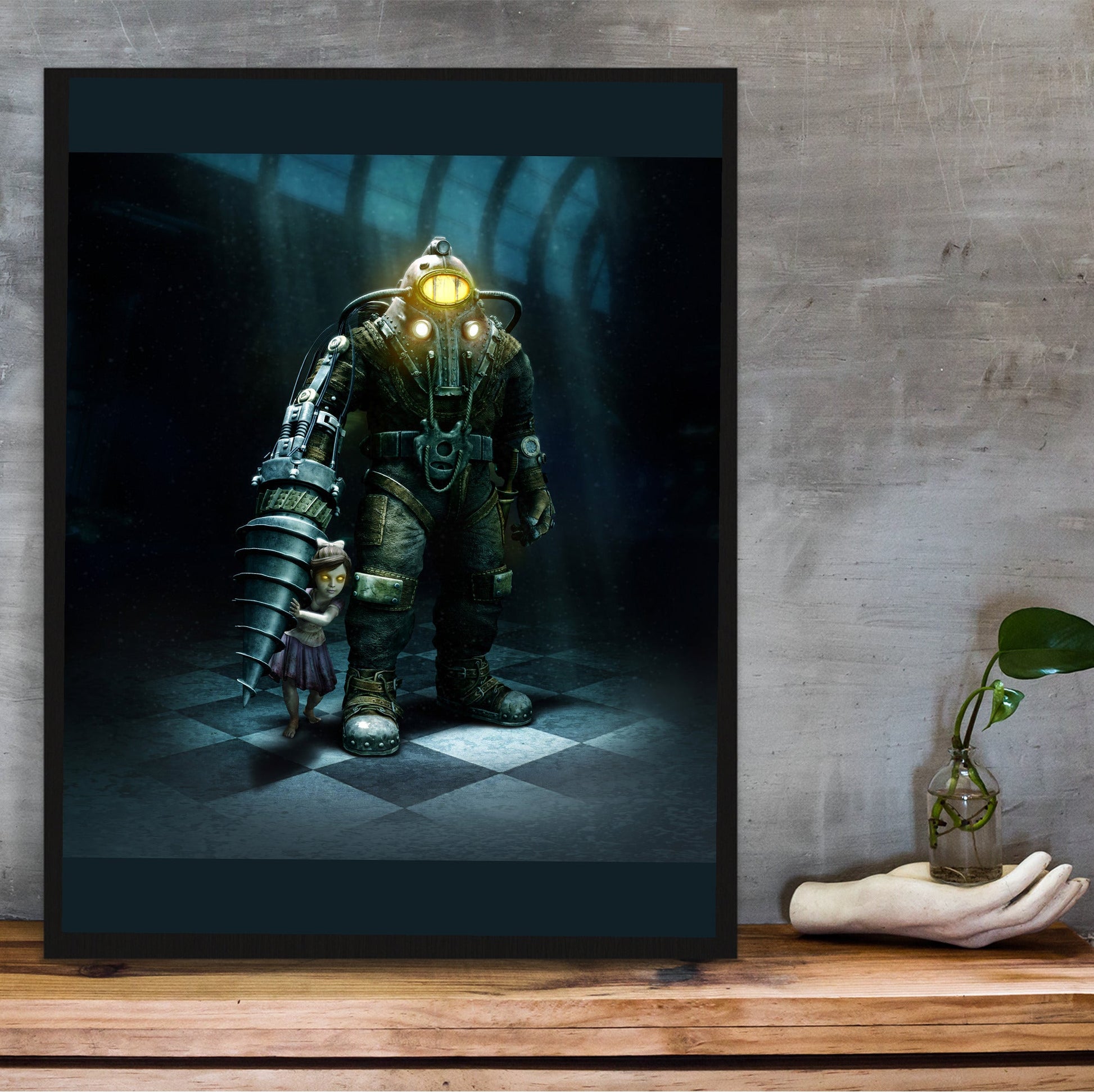 BioShock 2 poster hung above a desk