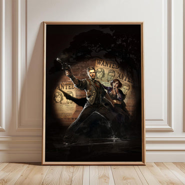 BioShock Infinite Booker and Elizabeth poster in a framed room setting