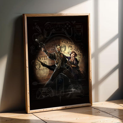 BioShock Infinite Booker and Elizabeth poster in a modern interior